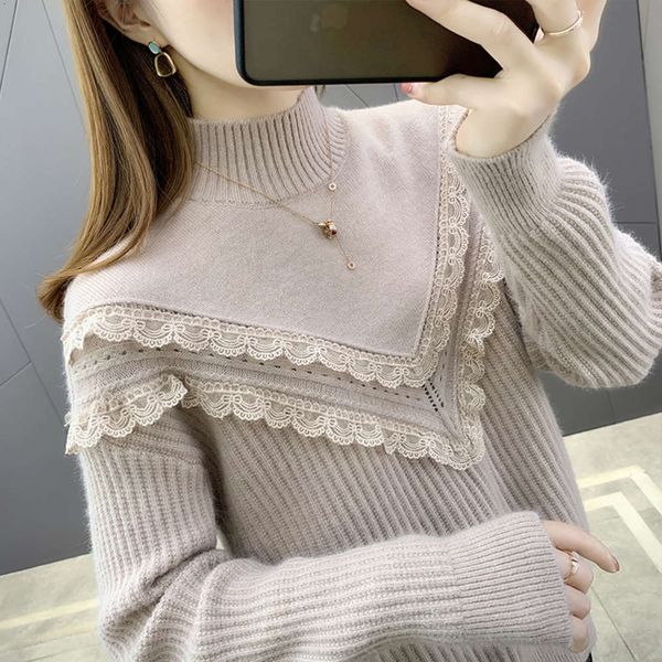 semi turtleneck women's loose fit korean autumn winter 2021 new lace knitted bottomed top, White;black
semi turtleneck women's loose fit korean autumn winter 2021 new lace knitted bottomed top, White;black