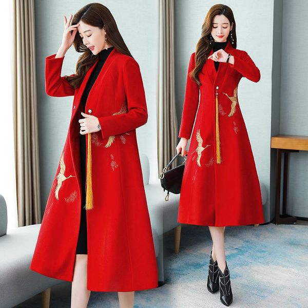 women's trench coats ethnic style woolen coat mid-length 2021 spring and autumn embroidered, Tan;black
women's trench coats ethnic style woolen coat mid-length 2021 spring and autumn embroidered, Tan;black