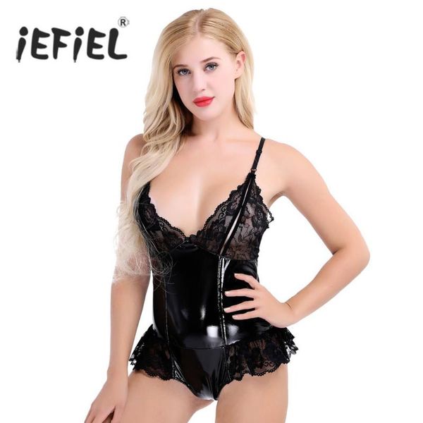 women's jumpsuits & rompers iefiel womens party reflective patent leather lace patchwork punk costumes slim catsuit bodysuit jumpsuit n, Black;white
women's jumpsuits & rompers iefiel womens party reflective patent leather lace patchwork punk costumes slim catsuit bodysuit jumpsuit n, Black;white