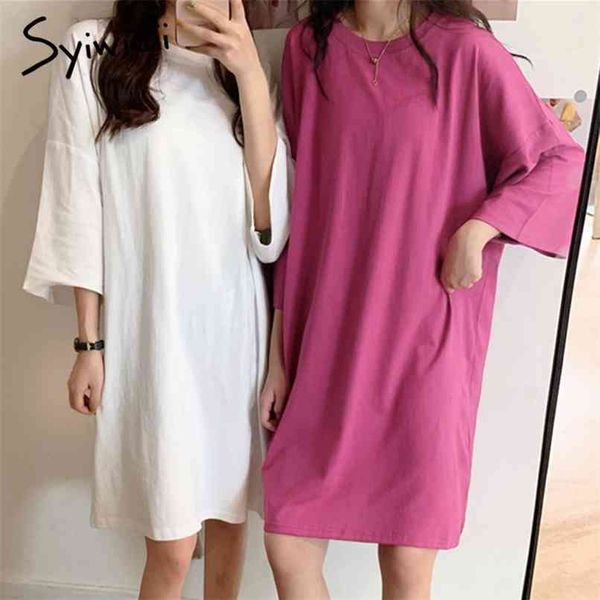 big t shirt dress for women summer cotton short sleeve korean club loose plus size harajuku mini white black 210607, Black;gray
big t shirt dress for women summer cotton short sleeve korean club loose plus size harajuku mini white black 210607, Black;gray