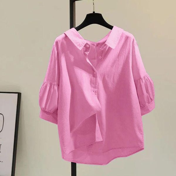 women's blouses & shirts lantern sleeved cotton linen solid women summer vintage loose turn-down collar female outwear coats, White
women's blouses & shirts lantern sleeved cotton linen solid women summer vintage loose turn-down collar female outwear coats, White