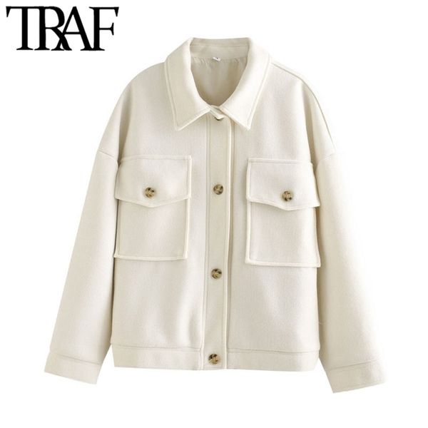 traf women fashion with pockets oversized woolen jacket coat vintage long sleeve button-up female outerwear chic 211014, Black;brown
traf women fashion with pockets oversized woolen jacket coat vintage long sleeve button-up female outerwear chic 211014, Black;brown