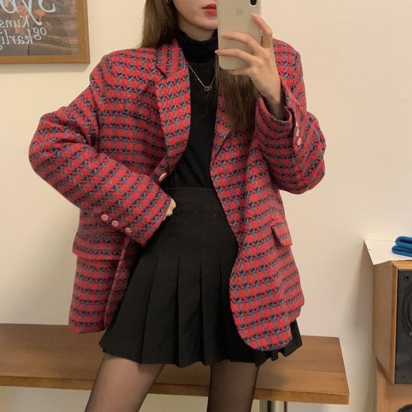 2021 spring female causal notched collar long-sleeved blazer coat single breasted loose panelled plaid suit z011, White;black
2021 spring female causal notched collar long-sleeved blazer coat single breasted loose panelled plaid suit z011, White;black