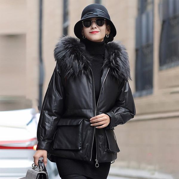 women's leather & faux haining female coats in the winter long 2021 han edition fashion coat loose, Black
women's leather & faux haining female coats in the winter long 2021 han edition fashion coat loose, Black