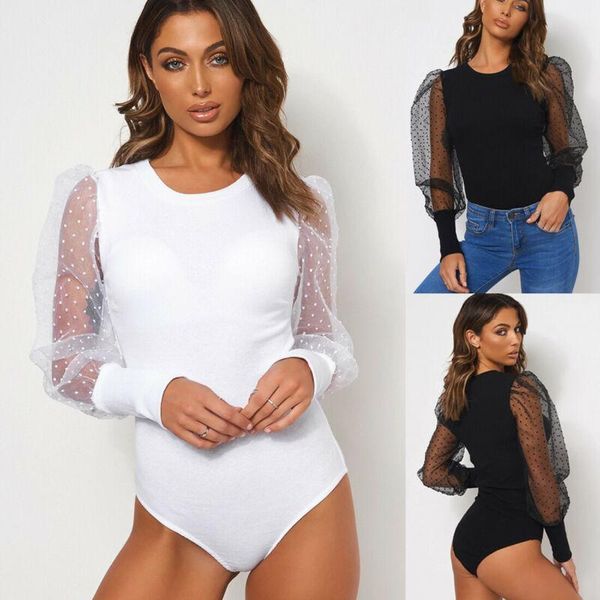 women's tracksuits women ladies polka dot cotton clear long sleeve bodysuit stretch leotard bandage white bodycon romper, Gray
women's tracksuits women ladies polka dot cotton clear long sleeve bodysuit stretch leotard bandage white bodycon romper, Gray