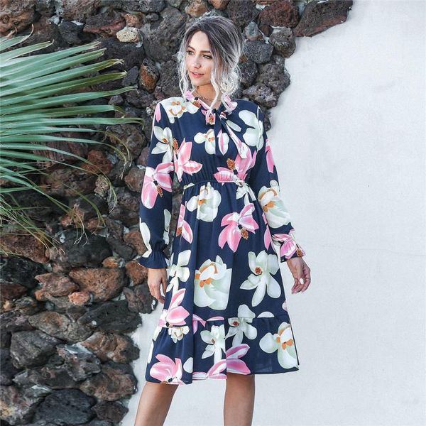casual dresses women bow full sleeve high waist slim knee length party for spring summer chiffon floral dress, Black;gray
casual dresses women bow full sleeve high waist slim knee length party for spring summer chiffon floral dress, Black;gray