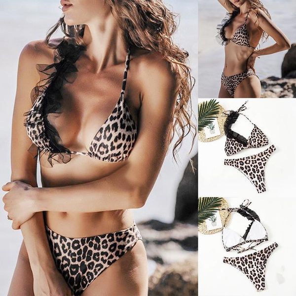 women's swimwear swimsuit sling bandage bikini leopard print 2-piece, White;black
women's swimwear swimsuit sling bandage bikini leopard print 2-piece, White;black