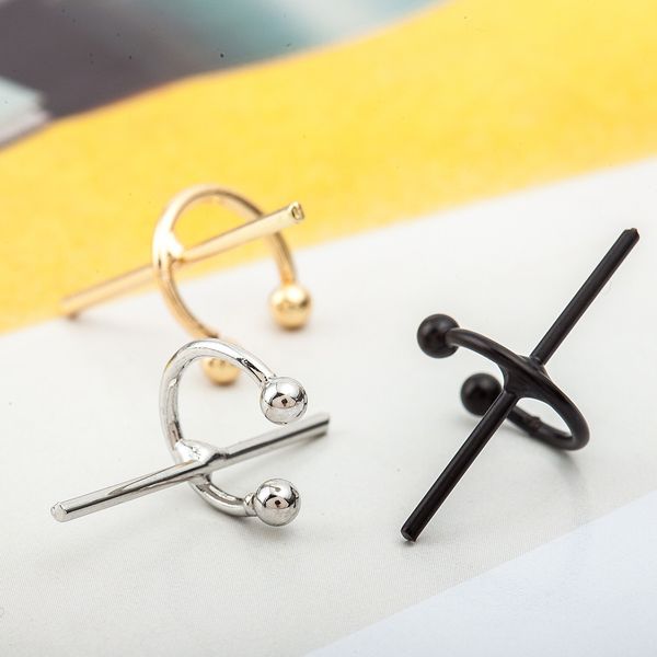 jewelry personality geometry c-type cross bone no hole clip earrings, Golden;silver 
jewelry personality geometry c-type cross bone no hole clip earrings, Golden;silver