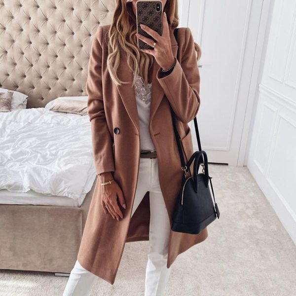 women's wool & blends single button women coats long sleeve turn-down collar office lady jackets solid winter casual work formal overco, Black
women's wool & blends single button women coats long sleeve turn-down collar office lady jackets solid winter casual work formal overco, Black