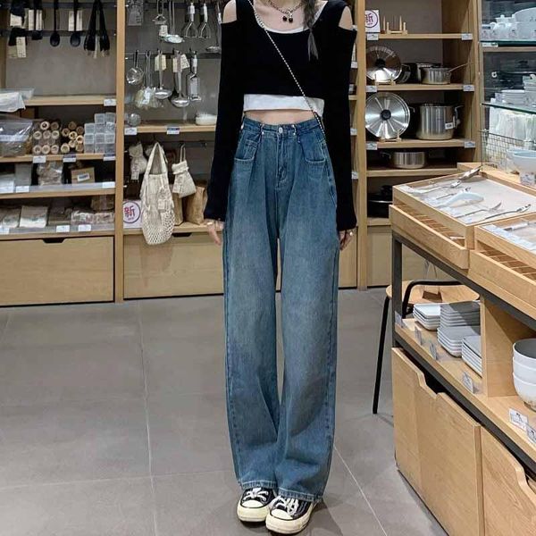 women's jeans collocation thick legs wide hip little adjustable restoring ancient ways of tall waist mop wide-legged pants, Blue
women's jeans collocation thick legs wide hip little adjustable restoring ancient ways of tall waist mop wide-legged pants, Blue