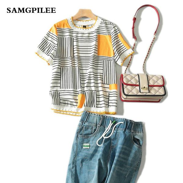women's t-shirt kpop promotion tumblr 2021 summer casual chiffon sleeve appliques striped o-neck women t-shirts l-3xl, White
women's t-shirt kpop promotion tumblr 2021 summer casual chiffon sleeve appliques striped o-neck women t-shirts l-3xl, White