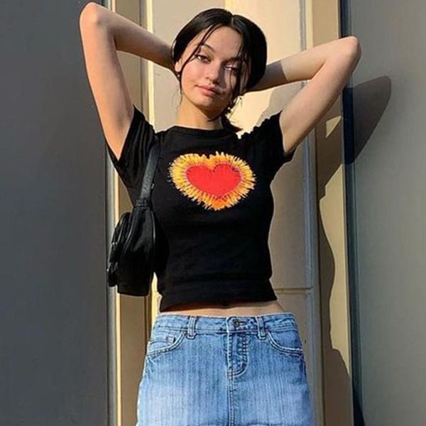 women's t-shirt retro heart printed y2k short sleeves crop 2021 women vintage crewneck tshirts fashion harajuku cotton skinny tees, White
women's t-shirt retro heart printed y2k short sleeves crop 2021 women vintage crewneck tshirts fashion harajuku cotton skinny tees, White