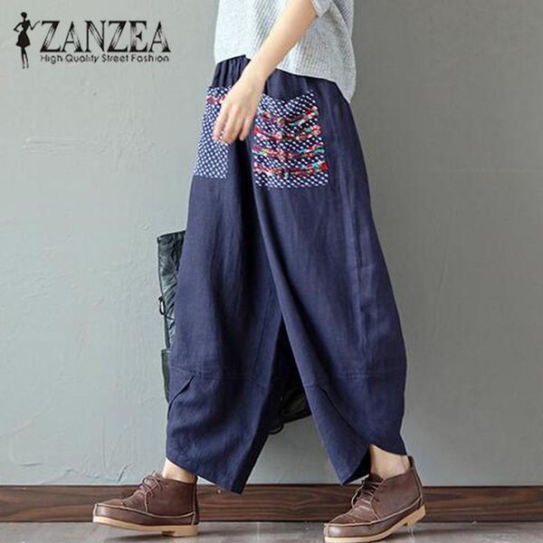 women's pants & capris zanzea 2021 summer trousers women elastic waist retro print cotton linen harem plus size casual loose pantalon s, Black;white
women's pants & capris zanzea 2021 summer trousers women elastic waist retro print cotton linen harem plus size casual loose pantalon s, Black;white