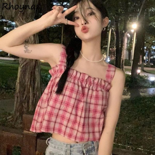 women's tanks & camis women summer streetwear chic sweet fashion plaid camisole crop party all-match korean style vintage maiden girls, White
women's tanks & camis women summer streetwear chic sweet fashion plaid camisole crop party all-match korean style vintage maiden girls, White