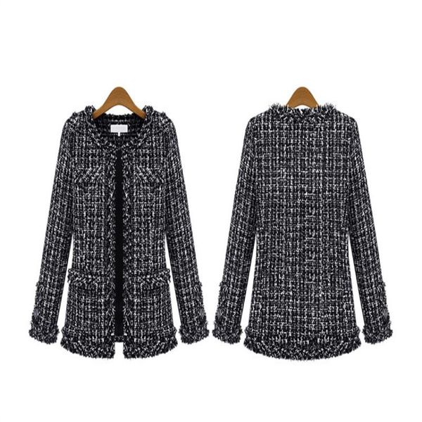 european and ladies fashion white long-sleeved autumn woolen and jackets black brand coats plaid cardigan women's american slim overcoa
european and ladies fashion white long-sleeved autumn woolen and jackets black brand coats plaid cardigan women's american slim overcoa