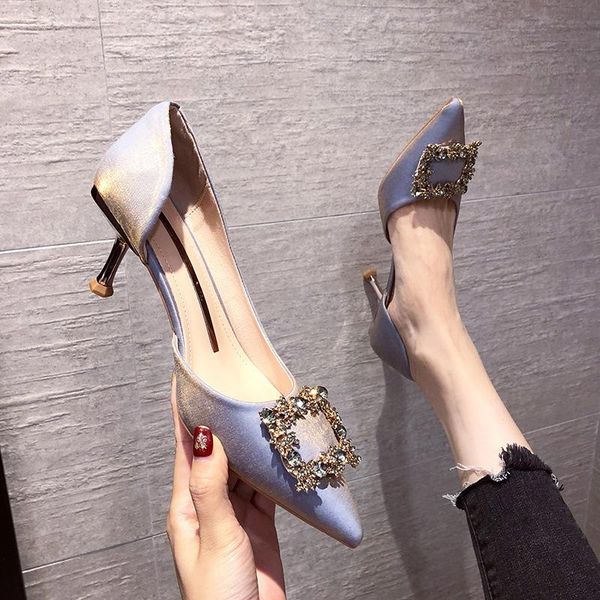 dress shoes 2021 spring and summer single shoe square buckle diamond pointed thin heel high heels women's silk korean hollow 6.5cm, Black
dress shoes 2021 spring and summer single shoe square buckle diamond pointed thin heel high heels women's silk korean hollow 6.5cm, Black