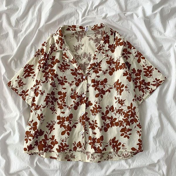 women's blouses & shirts casual vintage design floral printed women summer 2021 turn-down collar short-sleeved loose button all match, White
women's blouses & shirts casual vintage design floral printed women summer 2021 turn-down collar short-sleeved loose button all match, White