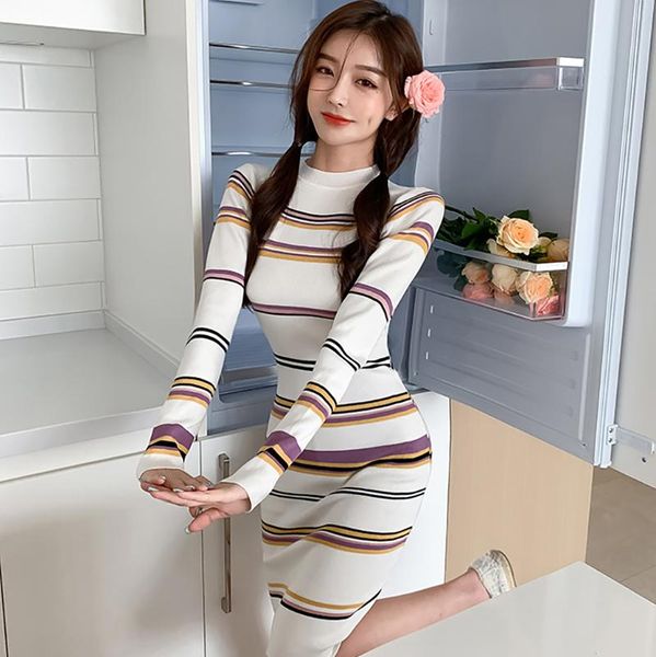 casual dresses autumn winter woman's sheath sweater dress women above knee full sleeve stripe knit mini female base clothing, Black;gray
casual dresses autumn winter woman's sheath sweater dress women above knee full sleeve stripe knit mini female base clothing, Black;gray