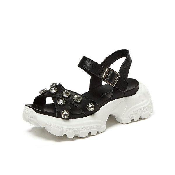 dress shoes sandals for women genuine leather diamond high heels platform open toe casual sandalias de verano para mujer, Black
dress shoes sandals for women genuine leather diamond high heels platform open toe casual sandalias de verano para mujer, Black