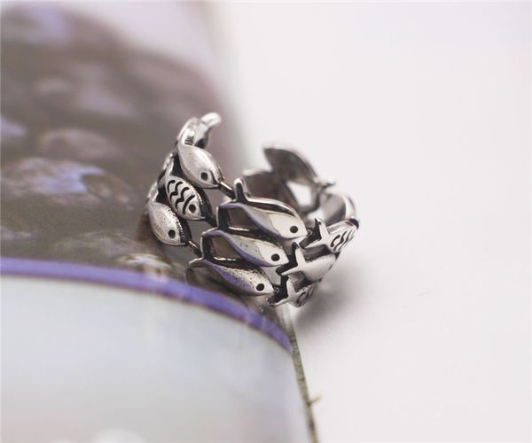 korean version thai silver three rows goldfish ring antique matte craft hollow fish jewelry ring accessories
korean version thai silver three rows goldfish ring antique matte craft hollow fish jewelry ring accessories