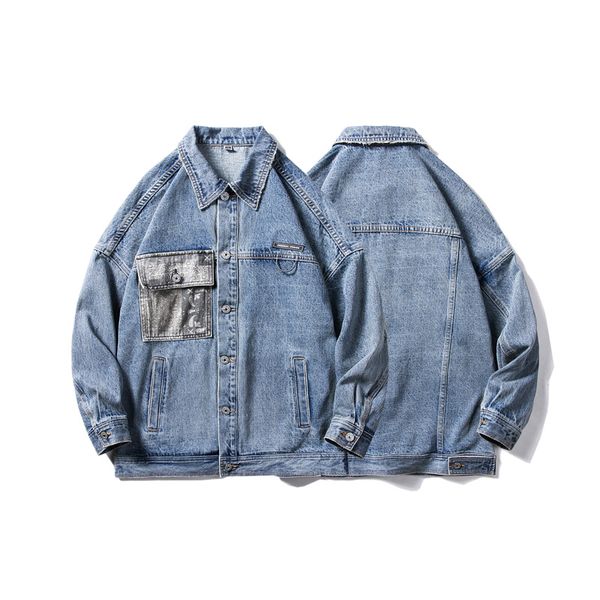 men's jackets retro stitching pocket japanese style old denim jacket women, Black;brown
men's jackets retro stitching pocket japanese style old denim jacket women, Black;brown