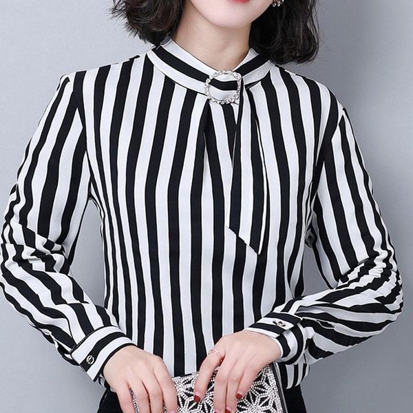 women's blouses & shirts winter women fashion long sleeve 2021 style stripe pattern standing collar office lady chiffon blouse professi, White
women's blouses & shirts winter women fashion long sleeve 2021 style stripe pattern standing collar office lady chiffon blouse professi, White