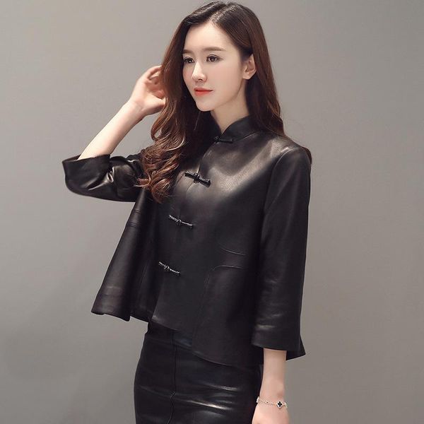 women's leather & faux spring autumn genuine jacket women short vinatge sheepskin coat jackets chaqueta mujer f18jc265 yy379, Black
women's leather & faux spring autumn genuine jacket women short vinatge sheepskin coat jackets chaqueta mujer f18jc265 yy379, Black