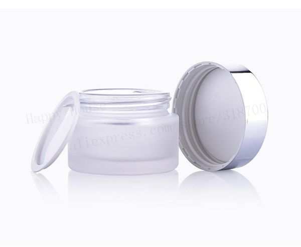 new arrival 360 x 15g 30g 50g transparent frost glass make up cream jar pot containers with uv shining silver cap and white pad
new arrival 360 x 15g 30g 50g transparent frost glass make up cream jar pot containers with uv shining silver cap and white pad