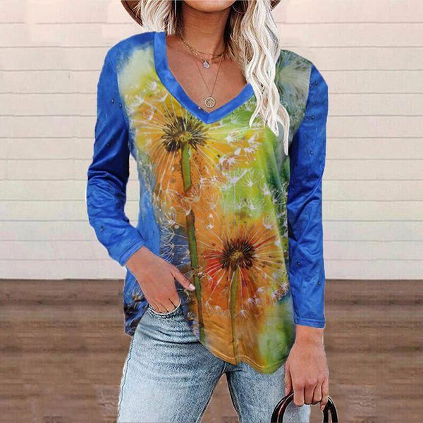 women's blouses & shirts autumn women harajuku dandelion printing casual loose o-neck long sleeve blouse pullover lady fashion all-mat, White 
women's blouses & shirts autumn women harajuku dandelion printing casual loose o-neck long sleeve blouse pullover lady fashion all-mat, White