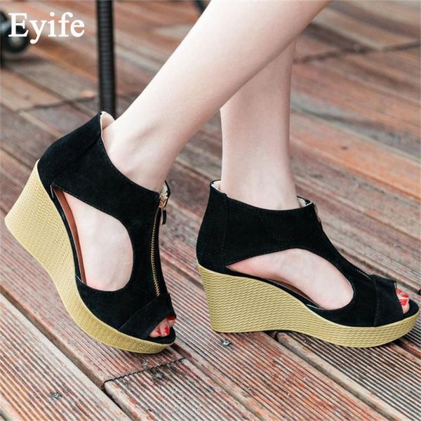 women platform sandals 2021 summer new elegant simple fish mouth zipper ladies wedge pumps 35-41 big size female dress shoes, Black
women platform sandals 2021 summer new elegant simple fish mouth zipper ladies wedge pumps 35-41 big size female dress shoes, Black