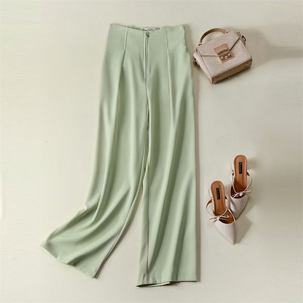 spring women pants casual high waist long female trousers outwear pure color stright 210925, Black;white
spring women pants casual high waist long female trousers outwear pure color stright 210925, Black;white