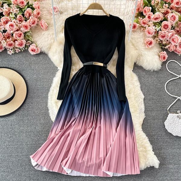 casual dresses uulutonica winter women elegant fashion a-line patchwork mid-calf empire o-neck knitting dress, Black;gray
casual dresses uulutonica winter women elegant fashion a-line patchwork mid-calf empire o-neck knitting dress, Black;gray