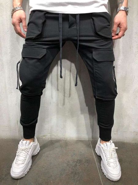 men's schoolbag pocket fitness band mouth small foot zipper patch bag slim fit sports pants, Black
men's schoolbag pocket fitness band mouth small foot zipper patch bag slim fit sports pants, Black