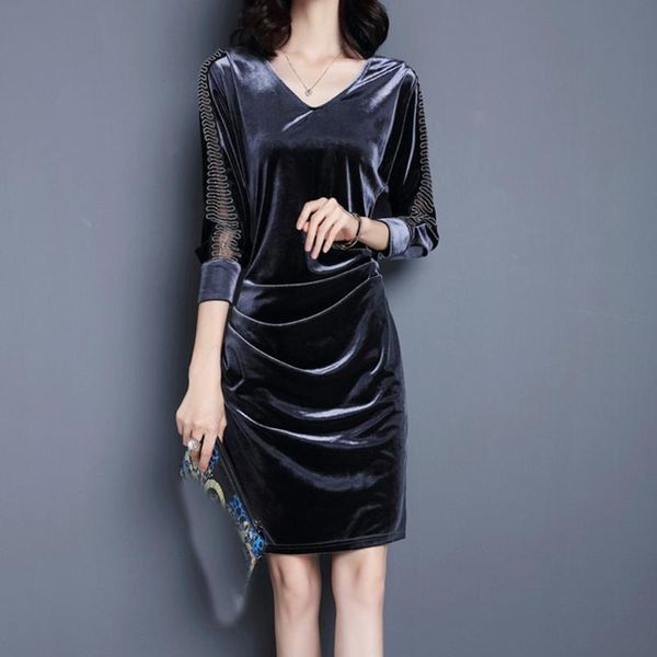 women's wool & blends vintage velvet dress women long sleeve slim side split dresses knee length elegant party vestidos plus size 3xl#j, Black
women's wool & blends vintage velvet dress women long sleeve slim side split dresses knee length elegant party vestidos plus size 3xl#j, Black