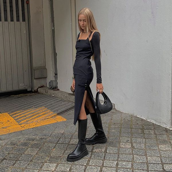 2021 new black casual spaghetti straps side split es and long sleeve crop women fashion party outfits k4w2, Black;gray
2021 new black casual spaghetti straps side split es and long sleeve crop women fashion party outfits k4w2, Black;gray
