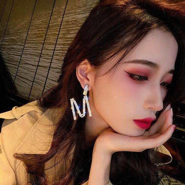 dangle & chandelier full crystal letter m large earring for women exaggerated rhinestone bling bride wedding party jewelry, Silver
dangle & chandelier full crystal letter m large earring for women exaggerated rhinestone bling bride wedding party jewelry, Silver