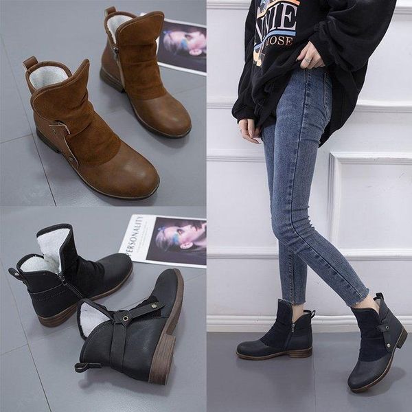 boots 2021 winter fashion women ankles plush pu leather patchwork zipper buckle low heel female casual short de mujer, Black
boots 2021 winter fashion women ankles plush pu leather patchwork zipper buckle low heel female casual short de mujer, Black