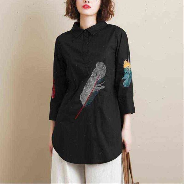 100% cotton plus size women shirt feather embroidery white long 3 4 sleeve art loose ladies office work button down
100% cotton plus size women shirt feather embroidery white long 3 4 sleeve art loose ladies office work button down