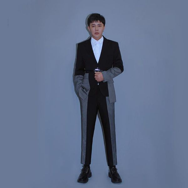 men's suits & blazers s-5xl men clothing splicing suit set performance coat male singer host business fashion slim full dress stage cos, White;black
men's suits & blazers s-5xl men clothing splicing suit set performance coat male singer host business fashion slim full dress stage cos, White;black
