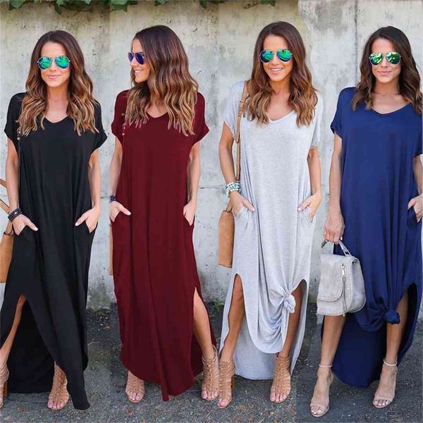 women summer dresses clothes stylish pullover maxi a type knit casual long dress short sleeve backless lady clothing pocket, Black;gray
women summer dresses clothes stylish pullover maxi a type knit casual long dress short sleeve backless lady clothing pocket, Black;gray