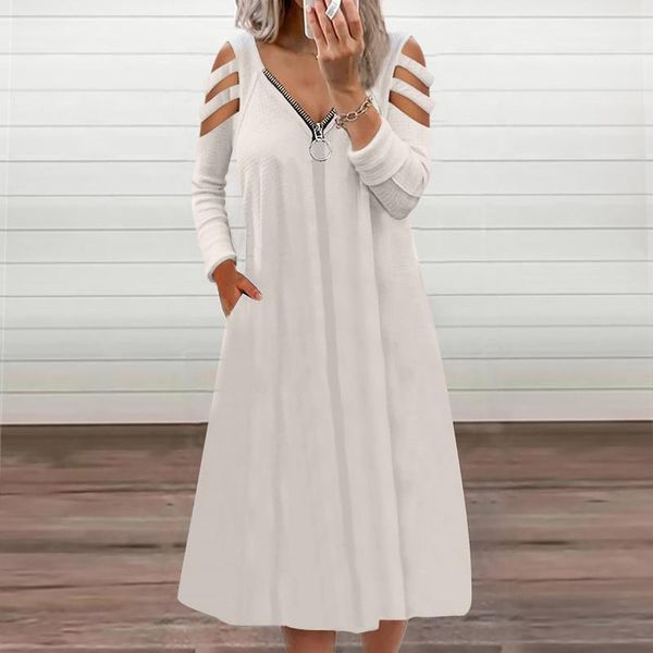 women's swimwear 2021 summer casual beach dress women v-neck solid zipper pockets hollow out long sleeve tank vestidos, White;black
women's swimwear 2021 summer casual beach dress women v-neck solid zipper pockets hollow out long sleeve tank vestidos, White;black