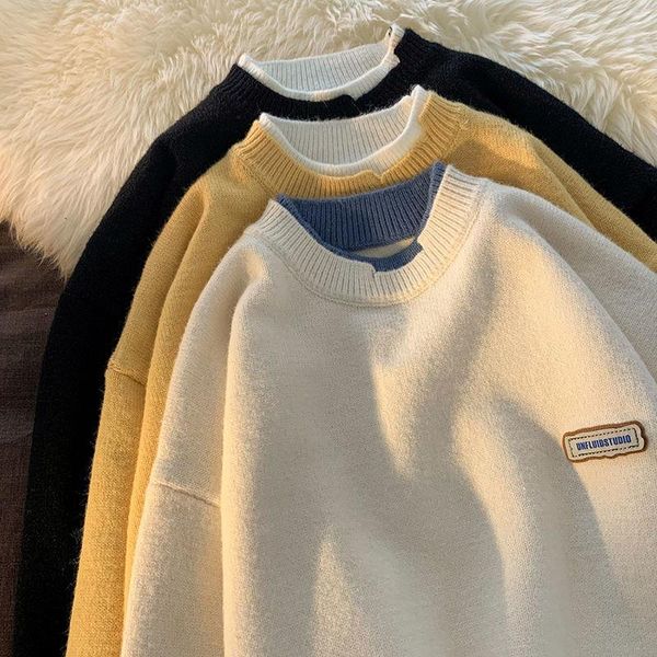 men's sweaters 2021 menvintage winter warm daily knitwear pullover male korean fashions o-neck sweater long sleeve casual harajuku clo, White;black
men's sweaters 2021 menvintage winter warm daily knitwear pullover male korean fashions o-neck sweater long sleeve casual harajuku clo, White;black