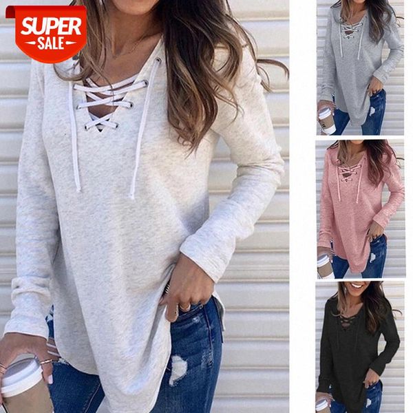 v neck lace up criss loose solid asymmetrical t-shirts spring autumn long sleeve tee plus size s-3xl wdc6357 #dt2h, White
v neck lace up criss loose solid asymmetrical t-shirts spring autumn long sleeve tee plus size s-3xl wdc6357 #dt2h, White