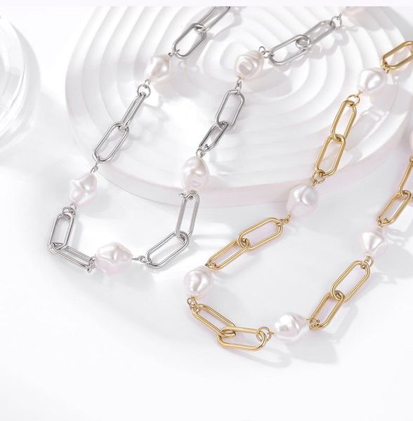 chokers fashion round pearl stitching necklace for women titanium steel female hip hop simple clavicle thick chain jewelry, Golden;silver
chokers fashion round pearl stitching necklace for women titanium steel female hip hop simple clavicle thick chain jewelry, Golden;silver