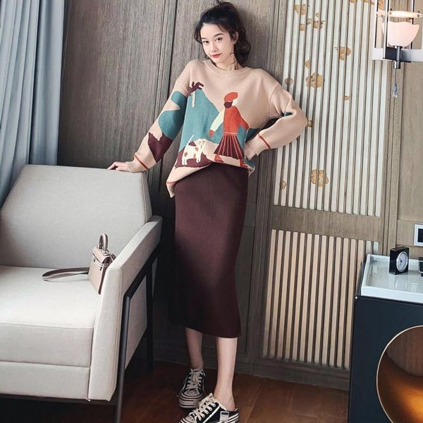2021 new women's suit autumn winter cartoons knitted sweater pullovers+ elastic high waist knee bodycon pencil skirts 2 pieces sets y66, Black;gray
2021 new women's suit autumn winter cartoons knitted sweater pullovers+ elastic high waist knee bodycon pencil skirts 2 pieces sets y66, Black;gray