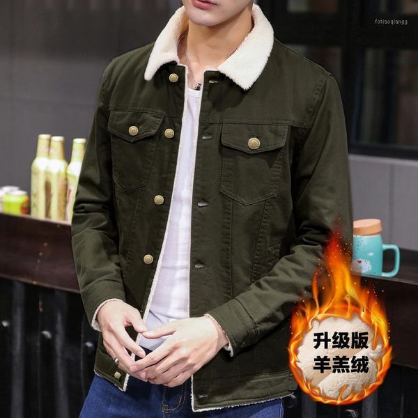 men's jackets male jacket coat lamb velvet cotton, Black;brown