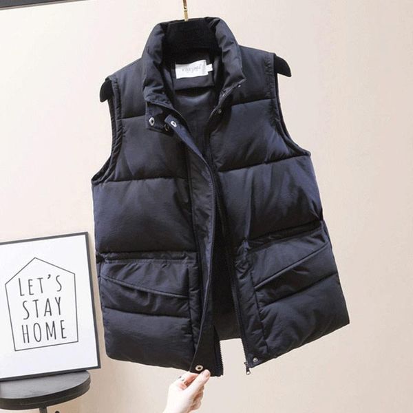 women's vests autumn winter down vest women sleeveless black cropped high collar lightweight waistcoat female casual outerwear, Black;white
women's vests autumn winter down vest women sleeveless black cropped high collar lightweight waistcoat female casual outerwear, Black;white