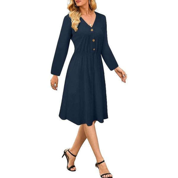 casual dresses fashionable women's dress loose beach female v-neck temperament solid color long-sleeved vestidos mujer, Black;gray
casual dresses fashionable women's dress loose beach female v-neck temperament solid color long-sleeved vestidos mujer, Black;gray