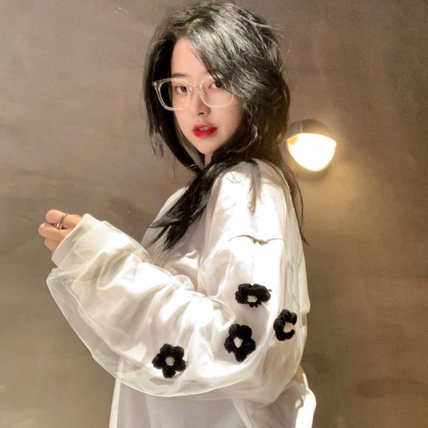 women's hoodies & sweatshirts spring korean style hollow crochet stitching lace chiffon shirt college small women 2021, Black
women's hoodies & sweatshirts spring korean style hollow crochet stitching lace chiffon shirt college small women 2021, Black