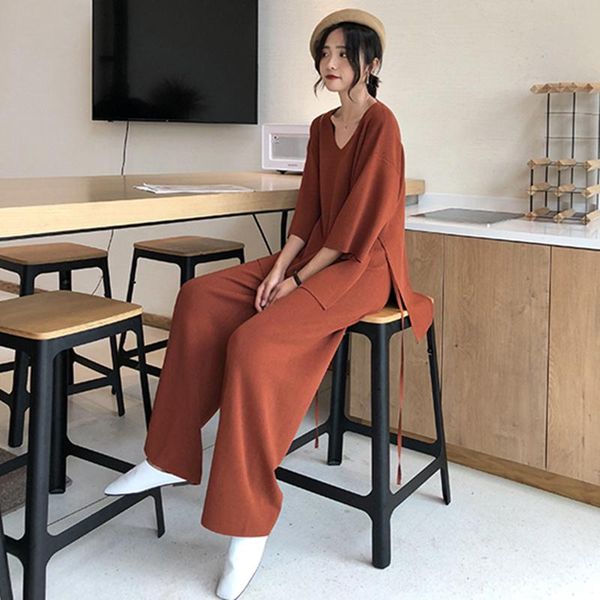 women's two piece pants autumn oversized loose knitting set female sweater pantsuit for women pullover v-neck long sleeve bandage top, White
women's two piece pants autumn oversized loose knitting set female sweater pantsuit for women pullover v-neck long sleeve bandage top, White